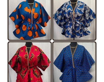 Stylish handmade Ankara kimono jacket/top