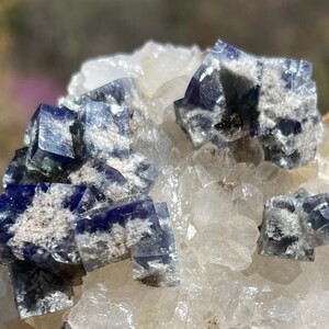 Fluorite on Quartz from the Milky Way Pocket of the Diana Maria Mine in Weardale, England