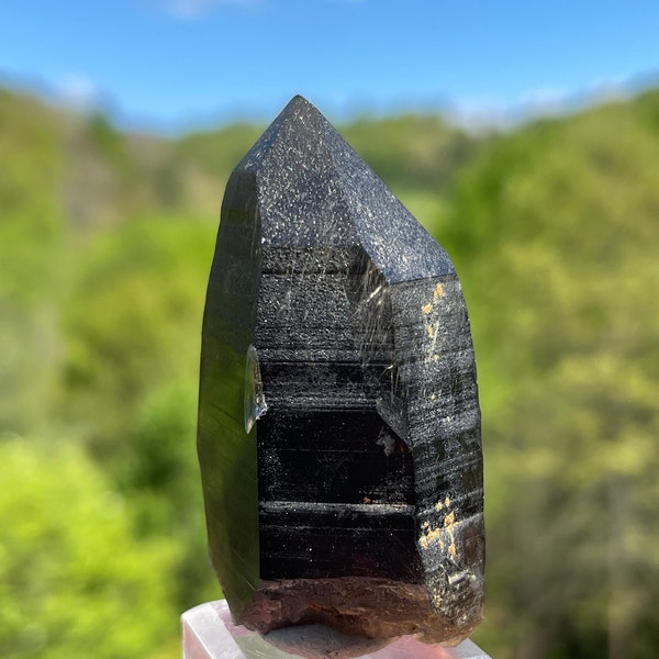 Double terminated Smoky Quartz with Actinolite and Aegirine inclusions from Malawi