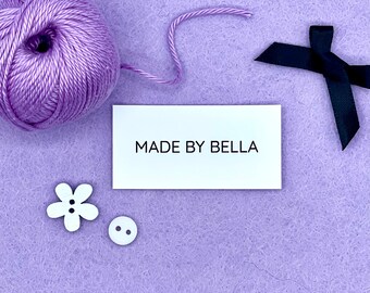 Flat Lay Fabric Garment Product Tags For Handmade Items Customise with Name 25mm x 50mm (002FL) Sewing Knitted Crochet Handsewn