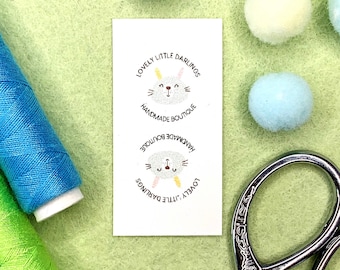 Fold-over Fabric Garment Product Tags For Handmade Items PERSONALISE with your own text 25mm x 50mm (125FO) Sewing Machine Knitted Crochet