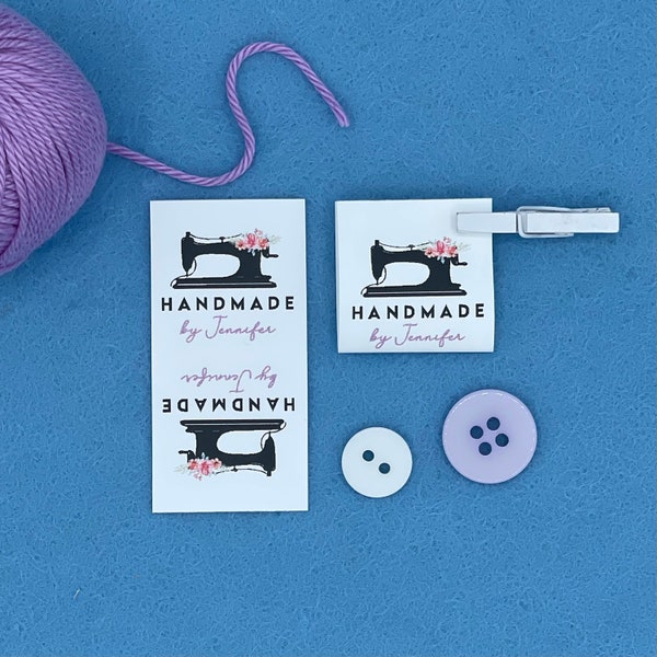 Sewing Machine Custom White Fabric Clothing Labels Product Tags Handmade Personalised 25mmx50mm (003FO) Sewing Knitted Gift Crochet Handsewn