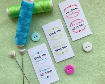 Fold-over Stof Kledingstuk Product Tags Voor Handgemaakte Items Aanpassen met uw eigen tekst 25mm x 50mm (106FO) Naaien Gebreide Gehaakte Handsewn