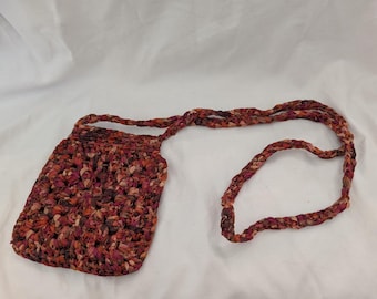 Red Crocheted Granny Square Mini Shoulder Purse