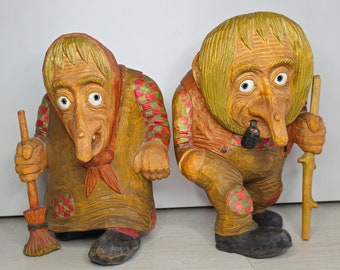 Anton Sveen Signed LARGE Vintage Norwegian Hand Carved Wooden