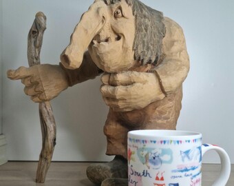 Vintage Hand Carved LARGE Norwegian Troll by Asbjørn Raanaa