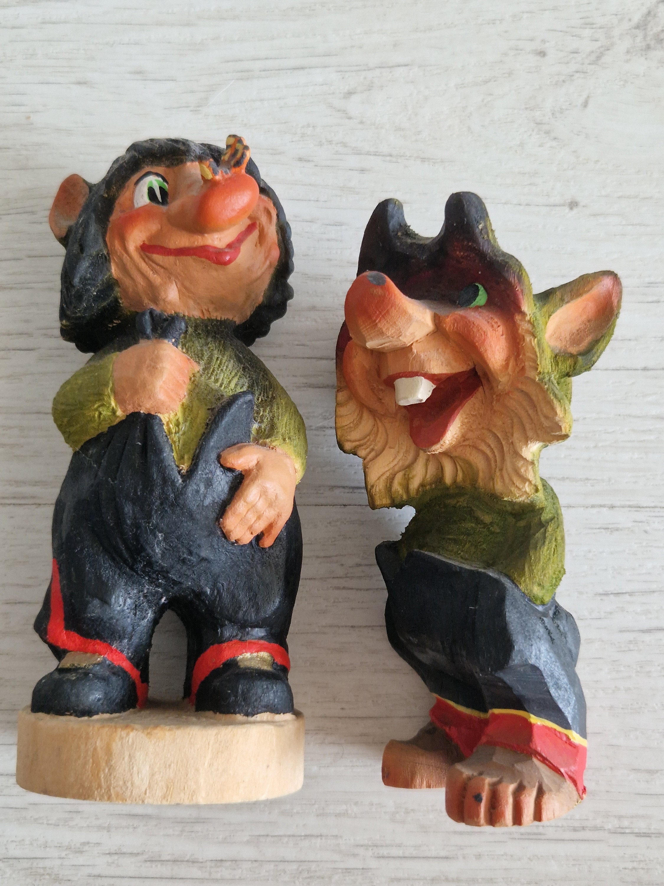 Henning Vintage Hand Carved Wooden Norwegian Trolls - Etsy