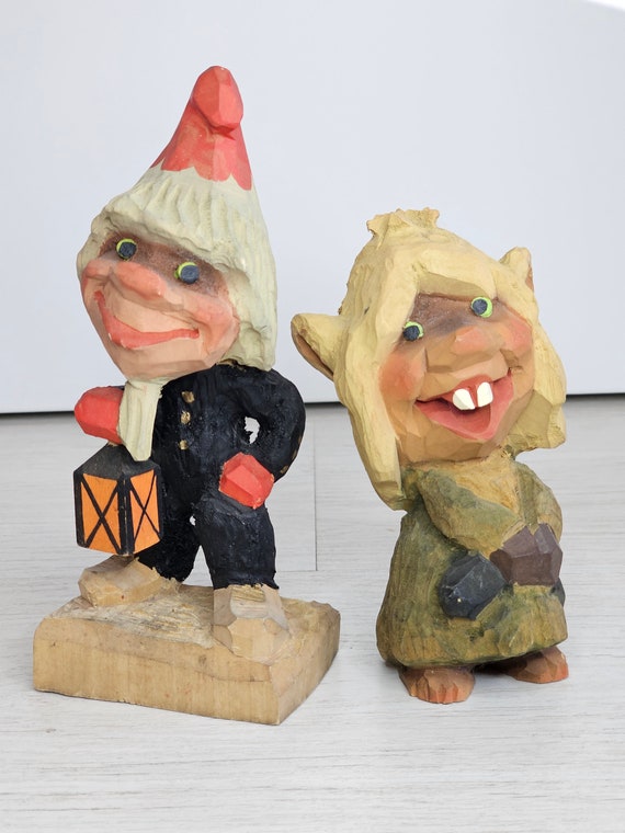 Henning Vintage Hand Carved Wooden Norwegian Trolls - Etsy