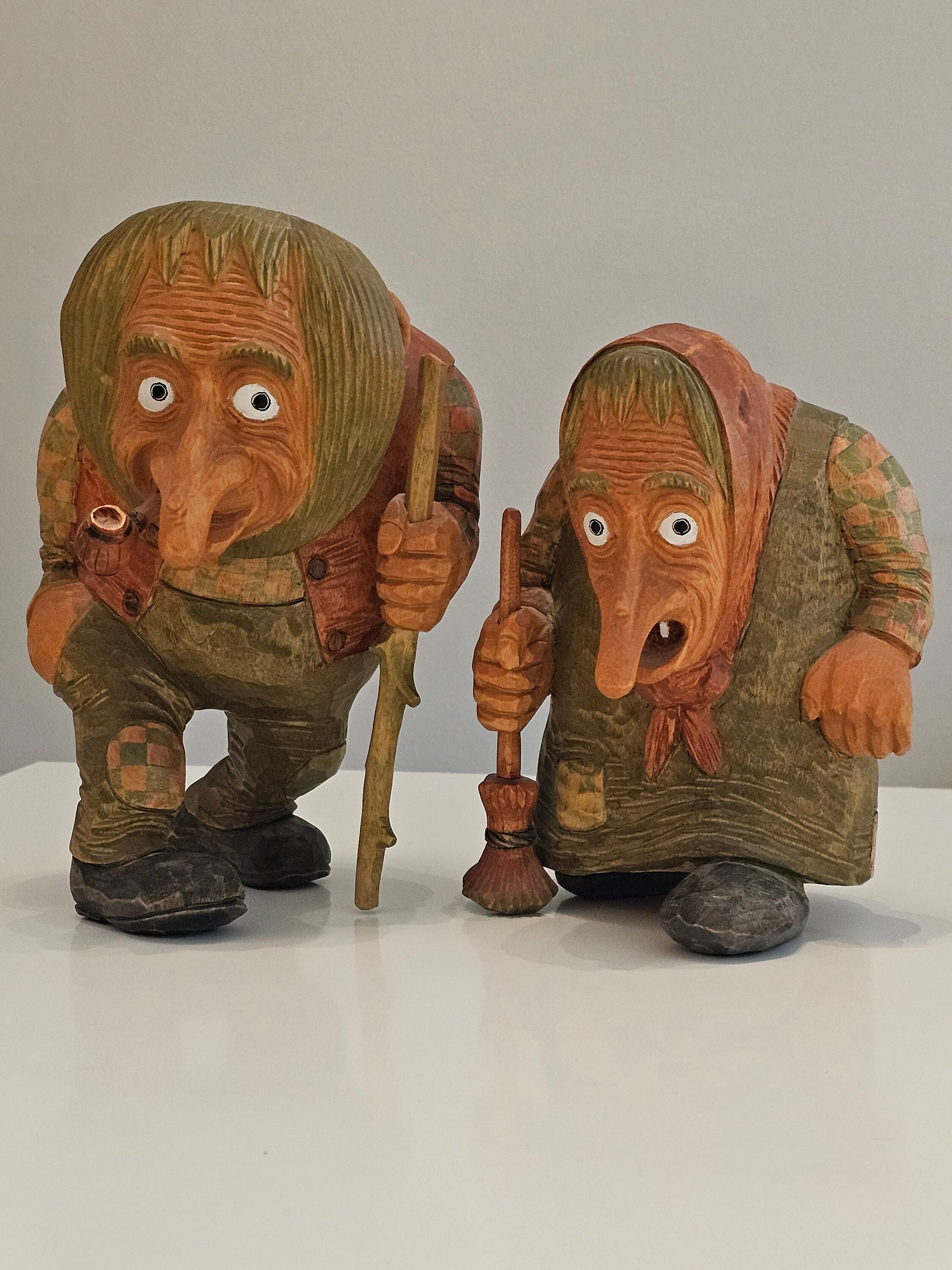 Anton Sveen Signed Large Vintage Norwegian Hand Carved Wooden