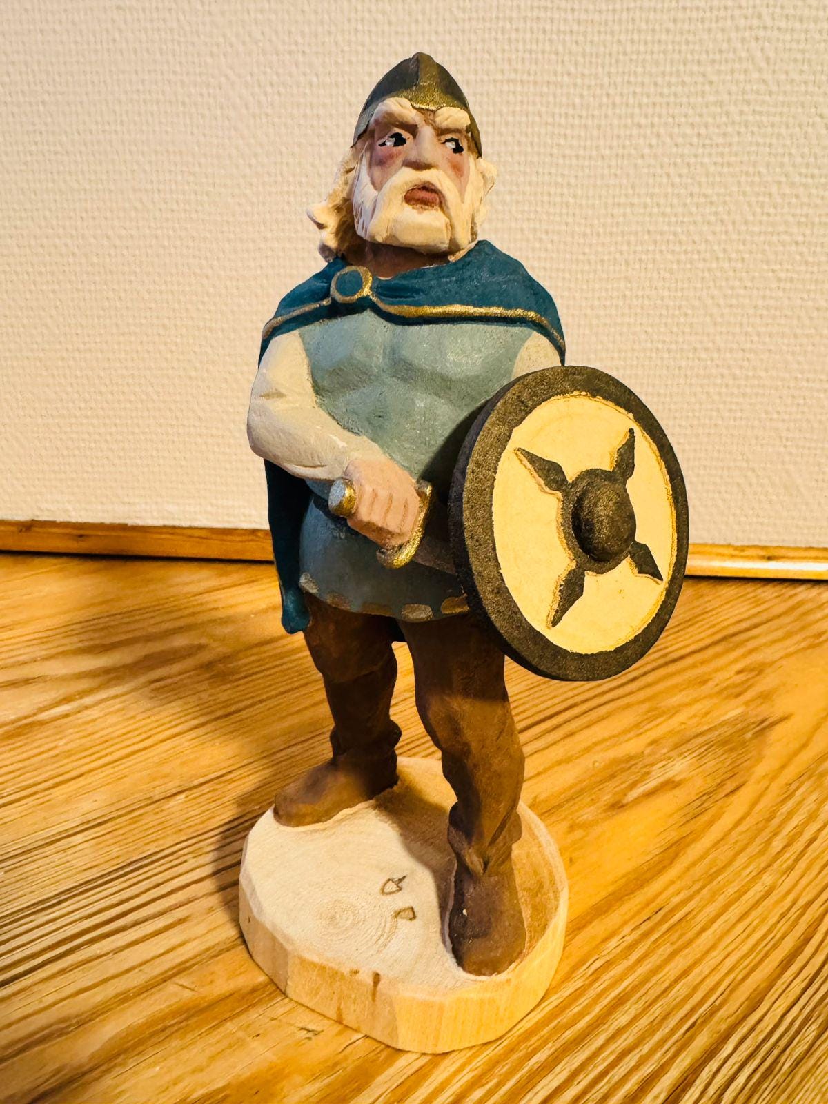 Vintage Hand Carved Norwegian Viking by Henning - Authentic Wooden