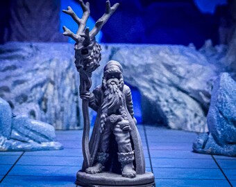 Santa Druid Miniature: Holiday RPG, Dungeons and Dragons Figure