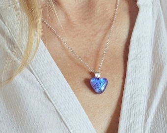 Purple Mystery glass heart necklace