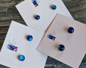 Ocean Sparkle Obsession, art glass stud earrings