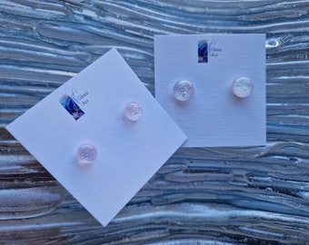 Soft Pink Sparkle Obsession, art glass stud earrings