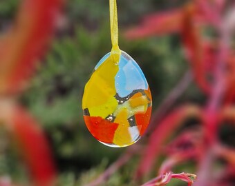 Colorful multi-layered fused glass Easter eggs