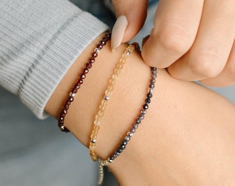 NOVEMBER Birthstone Genuine Citrine Bracelet, November Birthday Gift for Her, Dainty Yellow Gemstone Bracelet, Minimalist Stacking Bracelet