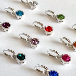 Add-On Birthstone Charm, Sterling Silver Swarovski Charm, Tiny Birthstone Pendant, Necklace Bracelet Link, Personalised Birthday Jewelry