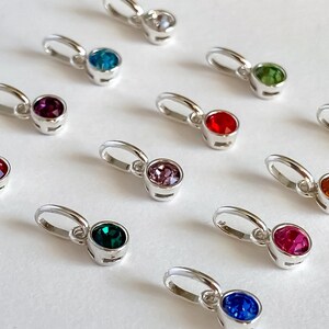 Add-On Birthstone Charm, Sterling Silver Swarovski Charm, Tiny Birthstone Pendant, Necklace Bracelet Link, Personalised Birthday Jewelry