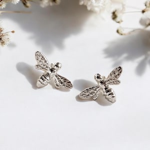 Sterling Silver Bee Stud Earrings | Dainty Silver Bee Earrings, Minimalist Bee Jewellery, Small Bee Earrings, Gifts for Her, Stocking Filler