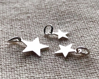 Sterling Silver Star Charm with Closed Jump Ring, Earring, Bracelet, Necklace, Ring Charms, Jewelry Making, Jewelry Design, Add On Charms