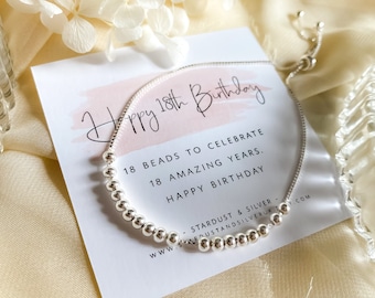 16th, 18th, 21st Birthday Silver Bracelet | Sterling Silver, Rose Gold, Gold Plated Silver - Gift for Her, Special Birthday Gift