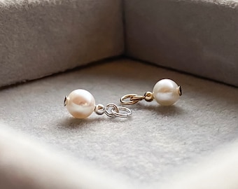 Genuine Freshwater Pearl Charm | June Birthstone Charm, 30th Anniversary, Dangle Charm, Sterling Silver or 14k Gold Fill, 4.5-5mm