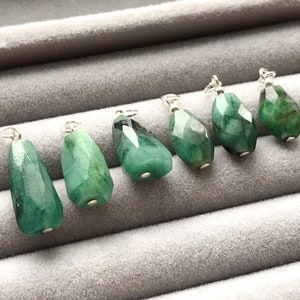 Genuine Emerald Pendant | May Birthstone, 55th Anniversary Gift, Natural Emerald Charm - Natural Gemstone, Sterling Silver or 14k Gold Fill