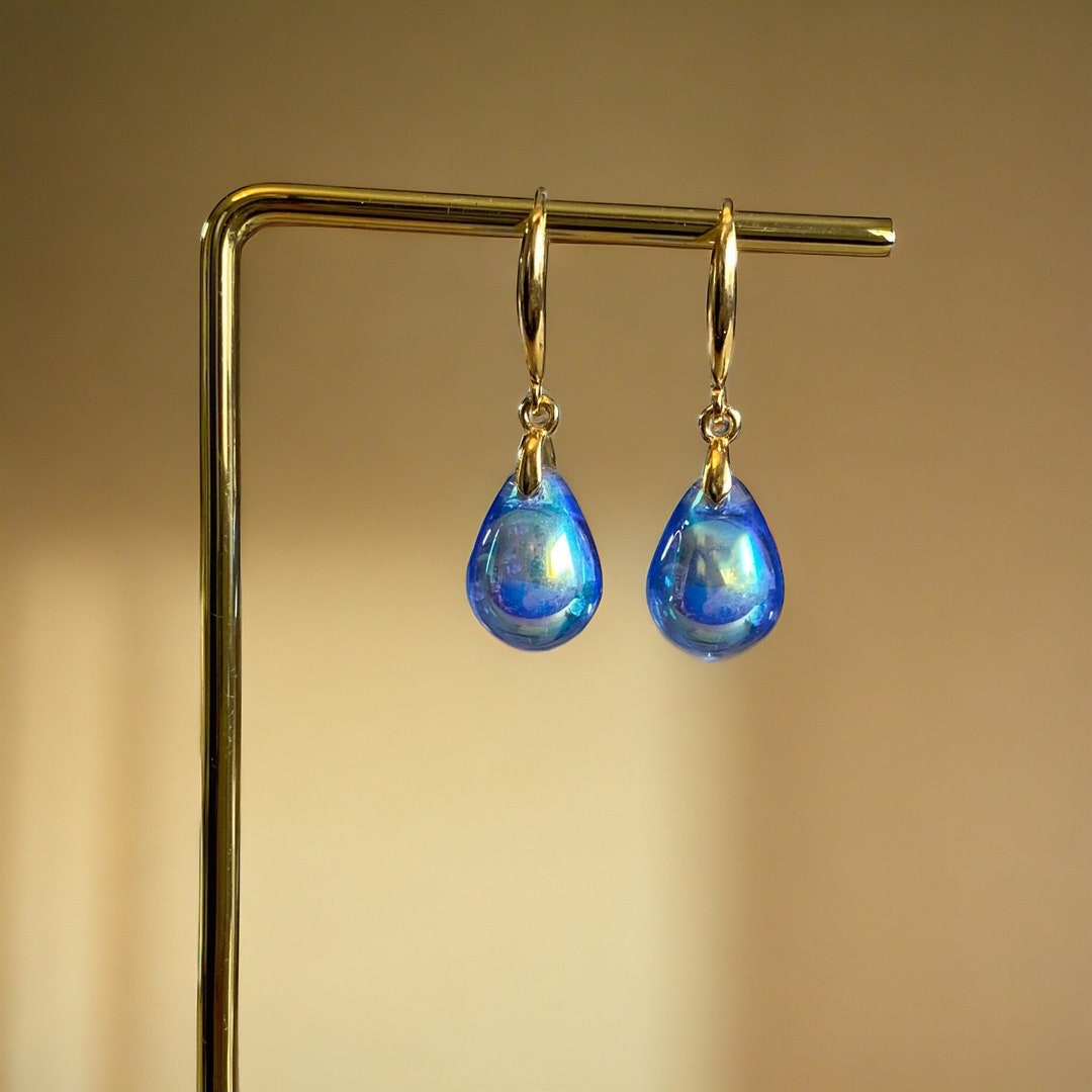Blue Aurora Twist Drop Earrings