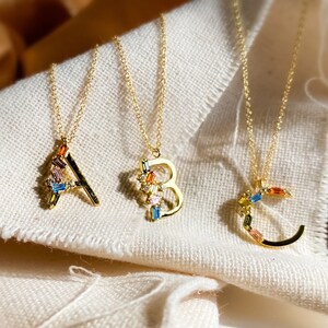 Gem initial necklace deals