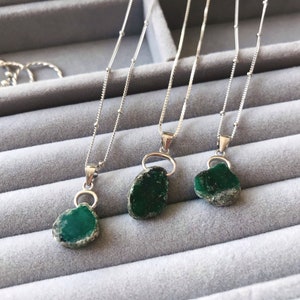 MAY | Raw Emerald Birthstone Necklace | May Birthstone Gift for Her, May Birthday Gift, Genuine Emerald Necklace, Natural Gemstone Necklace