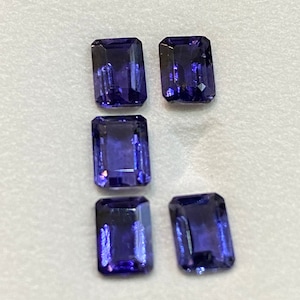 Genuine Iolite 5pcs lot / Emerald cut  Iolite gemstone / Natural Iolite 5x7 mm
