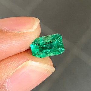 1.85Carat Yellowish Green Natural Loose Zambian Emerald-Rectangle Cut, Emerald May Birthstone