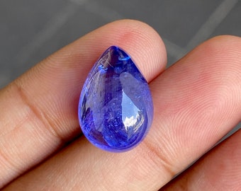 17.17CTS Denim blue Tanzanite pear cabochon. Natural Tanzanite cabochon of high end ring.