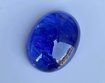 Violet blue Tanzanite Cabochon 22.67CTS. AAA+ Color-Loose Tanzanite AAA+ Oval Shape-Custom Tanzanite Ring-Violet Blue