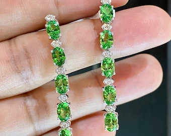 ツァボライトグリーンガーネットラウンドスタッドピアス 14Kイエロー