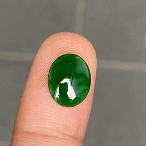 Type-A. Natural imperial Burma Jade. Translucent icy green Jadeite cabochon
