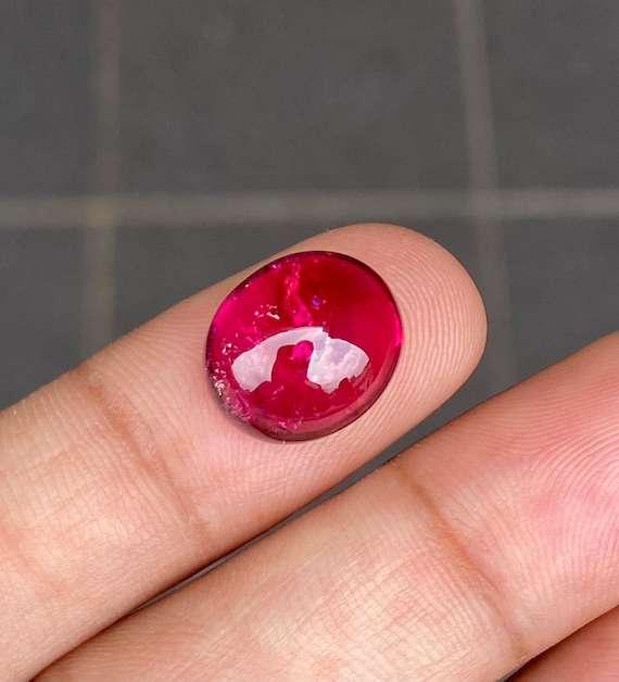 Astonishing 9.07CTS, Natural Rubellite Tourmaline Cabochon. Vivid Red color Tourmaline.