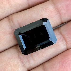 26.34CTS Black Tourmaline, Unheated beautiful stone, Emerald cut, Natural healing tourmaline