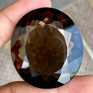 Giant smoky Quartz 221CTS Sub oval shape faceted gems. Natural smoky Quartz, smoky-Brown color