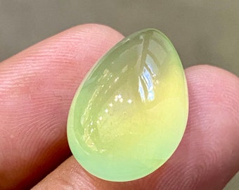 Natürlicher Prehnit Stein Cabochon / Guter Lüster Echte Prehnit Birnen Form Cabs / 19.13 Karat Prehnit Edelsteine