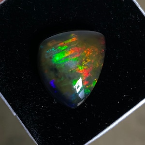 Interesting Black opal cabochon - loose natural opal gemstone 19.47CTS - Fancy shape 24X20mm - October birthstone