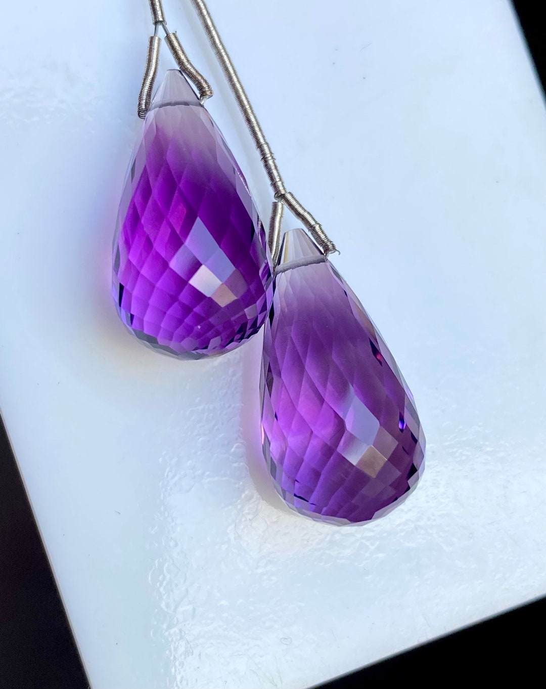 Natural Amethyst Drops Pairs. 40.02CTS Purple Color, Matching Pair for ...