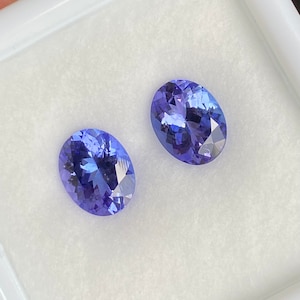 3.46CT Tanzanite Pair, Violet Blue Color, IF Clarity, Oval Cut Gemstones From Tanzania