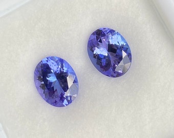 SOLD! 3.46CT Tanzanite Pair, Violet Blue Color, IF Clarity, Oval Cut Gemstones From Tanzania