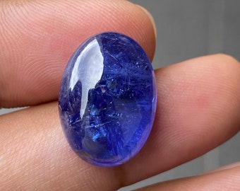 SOLD! 18.50CT Tanzanite cabochon / Natural Tanzanite 19X14mm deep blue top color