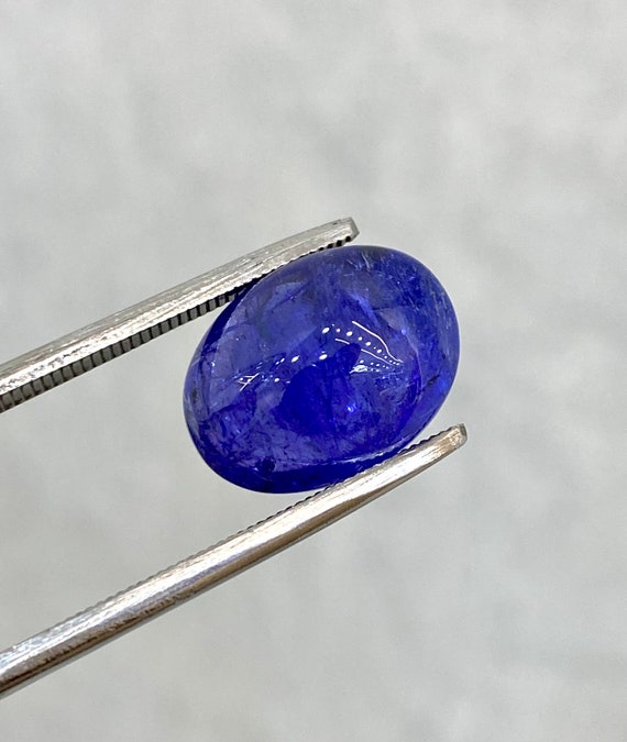 Glassy! Violet blue Tanzanite Cabochon 14.71CTS. AAA+ Color-Loose Tanzanite AAA+ Oval Shape-Custom Tanzanite Ring-Violet Blue