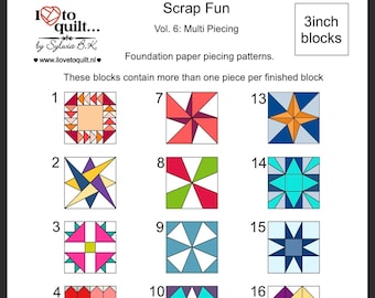 3 Inch Multi Piecing Quilt Blocks: Scrap Fun FPP Patterns (Digital Download)