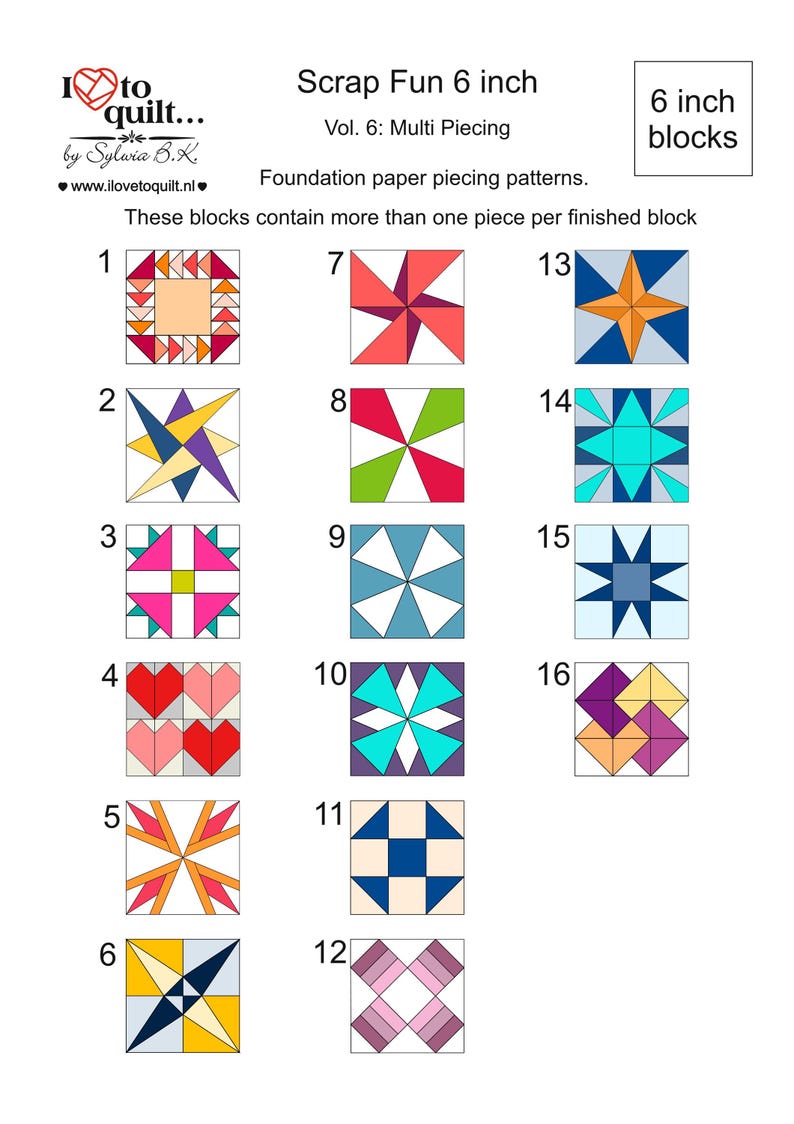 6 Inch Multi Piecing Quilt Block Patterns: Scrap Fun Vol. 6 (PDF ...