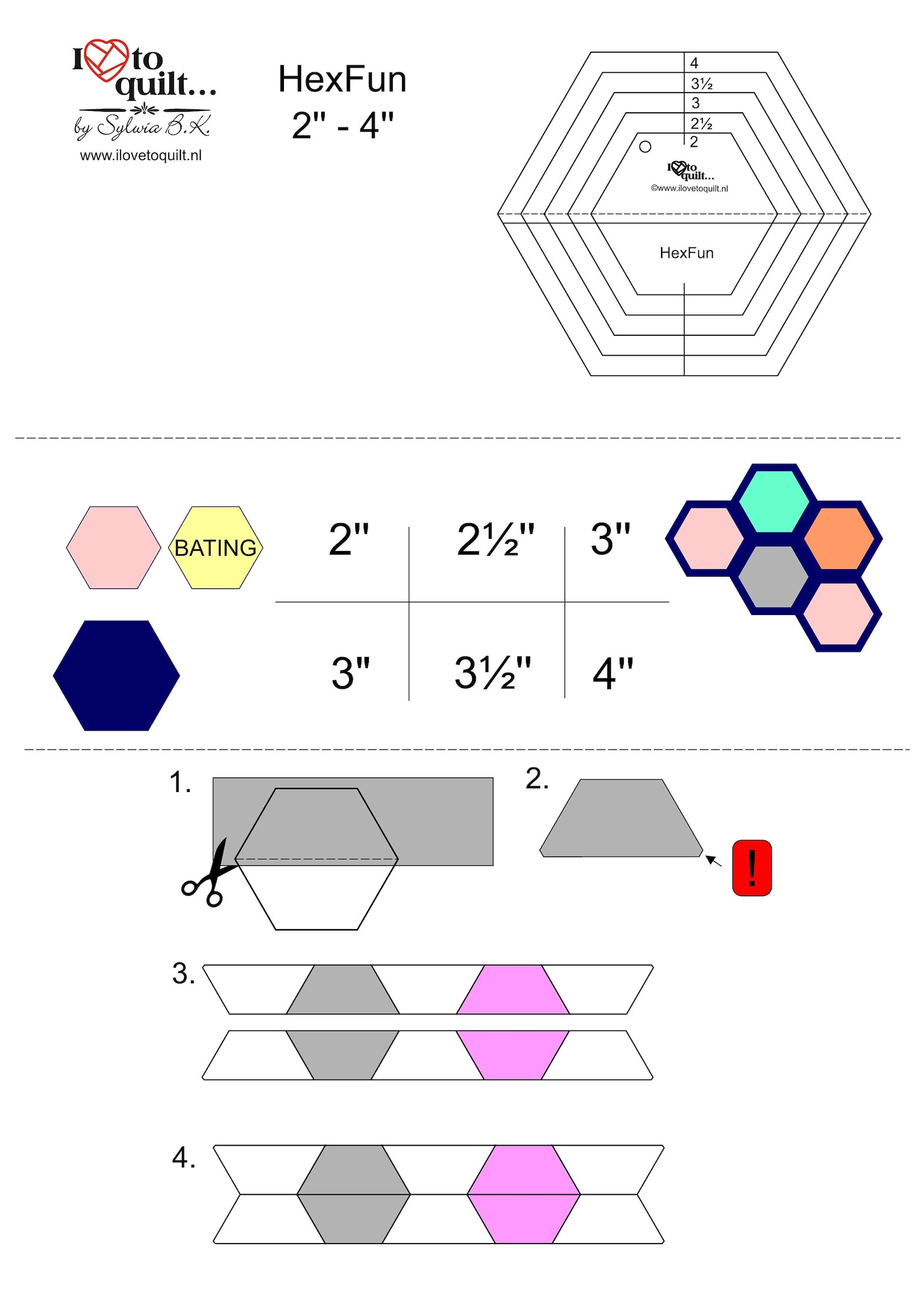 Hexfun Quilt as You Go Hexagon Templates 2 Inch4 Inch Etsy