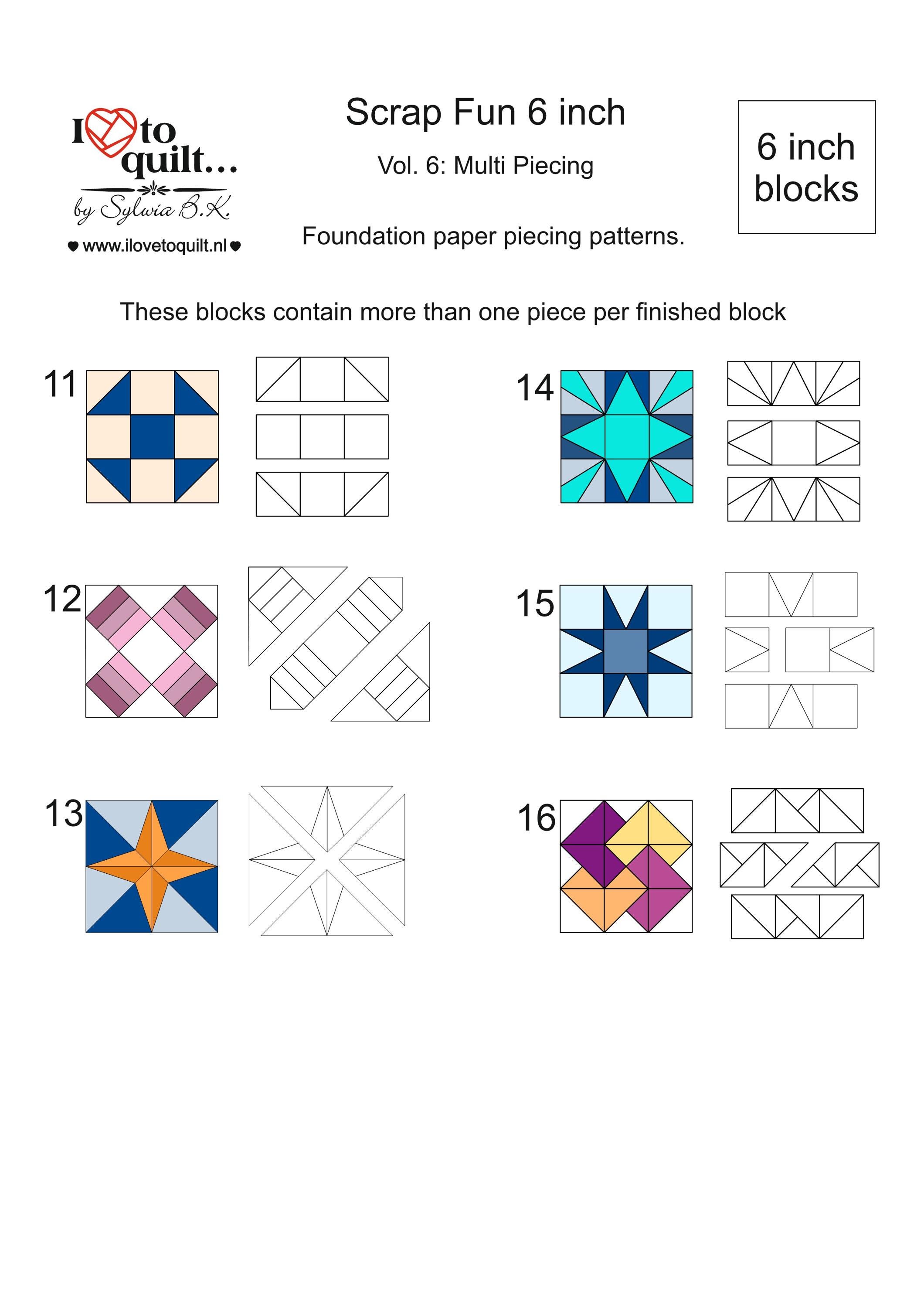 6 Inch Multi Piecing Quilt Block Patterns: Scrap Fun Vol. 6 (PDF ...
